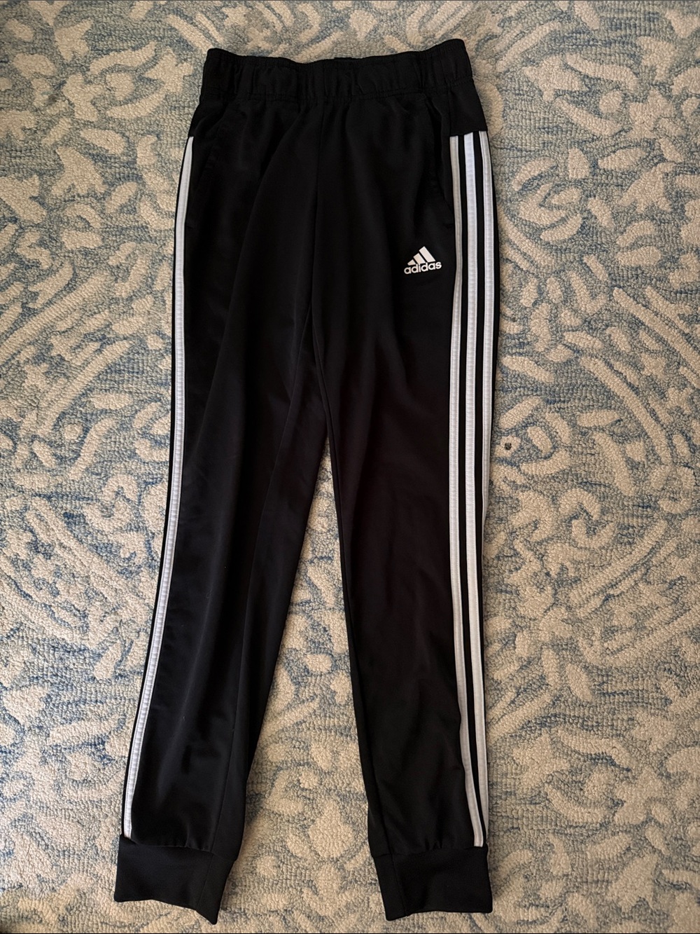 adidas Black Track Pants with White Three-Stripes